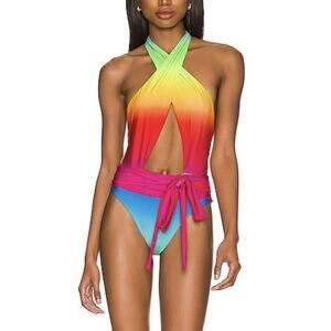 PQ X REVOLVE ALEX ONE PIECE SWIMSUIT IN RAINBOW SIZE SMALL